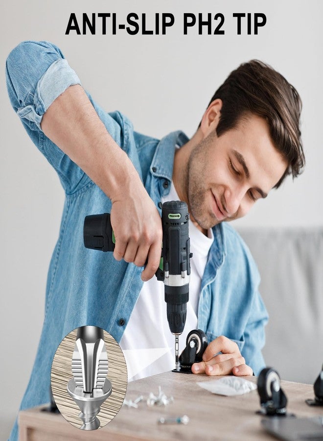 CoolShef مجموعة رؤوس مفكات مغناطيسية عالية من CoolShef - 6 قطع رؤوس مثقاب PH2 مانعة للانزلاق مع شريط تخزين | مجموعة رؤوس مثقاب من سبائك الصلب لمفك البراغي الصدمي، ملحقات أدوات كهربائية متينة - Image 4